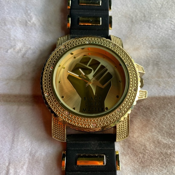 Techno Pave Black and Gold BLM Watch - Picture 1 of 3